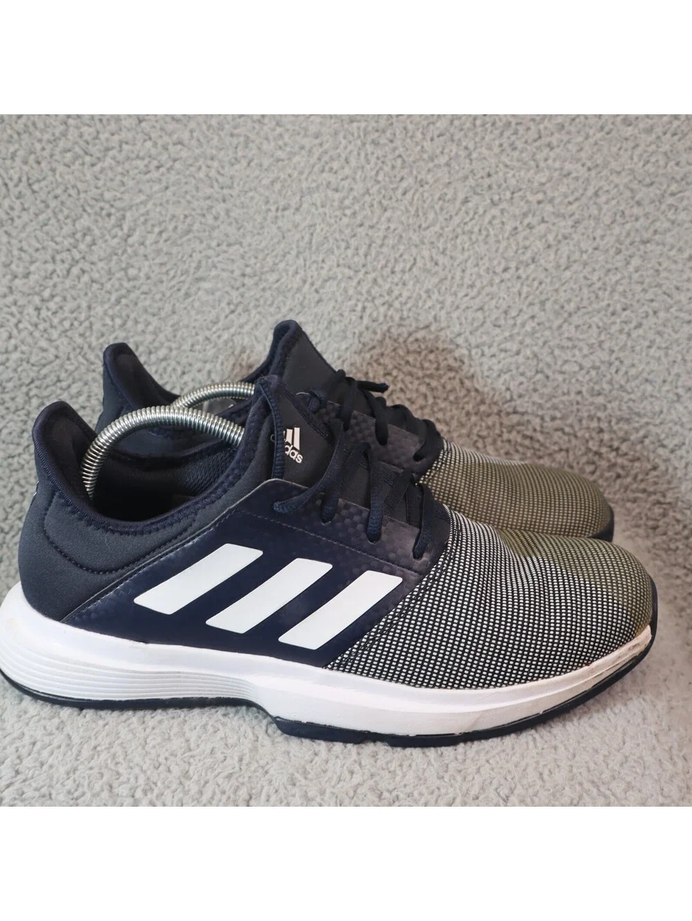 Adidas Game Court Tennis Shoes Black White Mens 11
